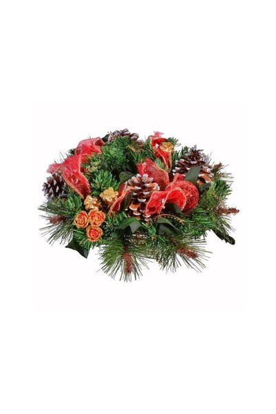 Jumbo Inel Decorativ de Craciun pentru Lumanari Conuri Flori Bile 26cm