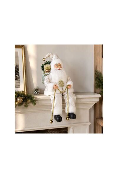 Jumbo Figurina Decorativa Suspendabila de Craciun Mos Craciun cu Costum Ivoir...