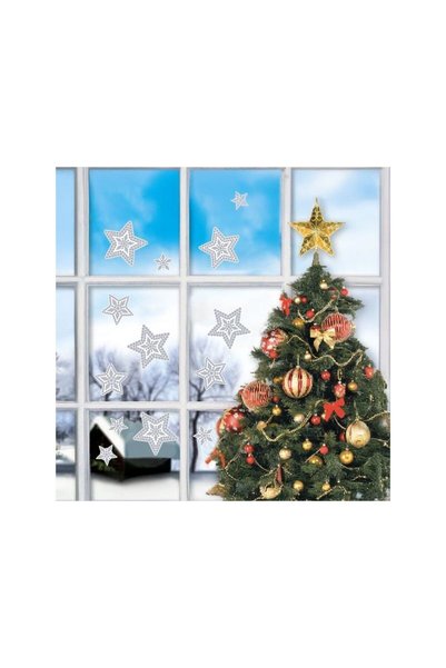 Jumbo Christmas Decorative Stickers Silver Stars 29x50cm