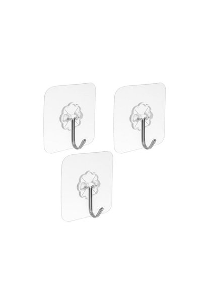 Jumbo Carlige Autocolante Transparente cu Model Floare 6x6cm - 3buc