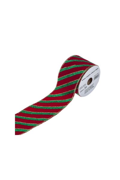 Jumbo Panglica Decorativa Brad de Craciun Rosie cu Dungi Verzi Glitter 5mx63mm