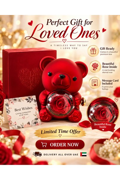 Generic Brand Mikasol Romantic Red Teddy Bear Gift Box with Real-Looking Rose...