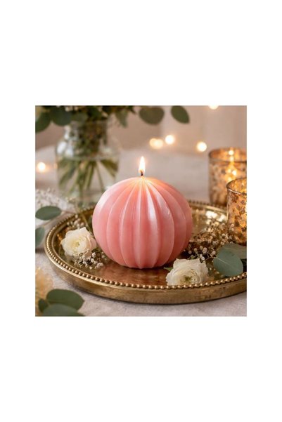 Jumbo Lumanare Sfera Roz Perlat Ø6,5cm