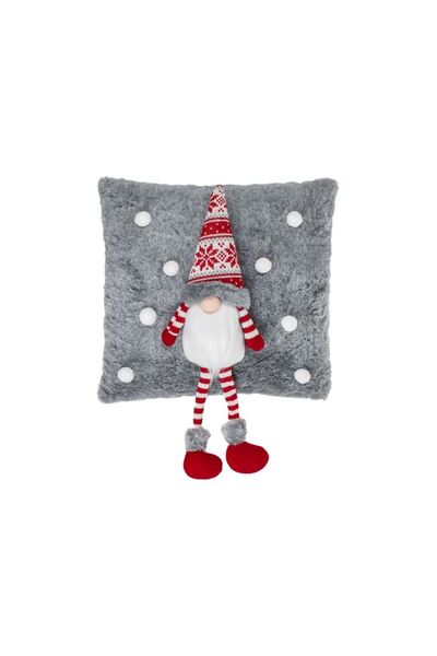 Jumbo Perna Decorativa de Craciun Gri cu Figurina Gnome 3D 35x50cm