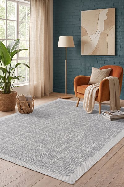 HÜNKAR HALI Roma Gri Bej Leke Tutmaz Dokuma Tabanlı Modern Sisal Halı Tozumaz...