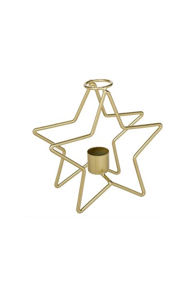 Jumbo Sfesnic Decorativ de Craciun Metalic Stea Dubla Aurie 13x6.5x13cm