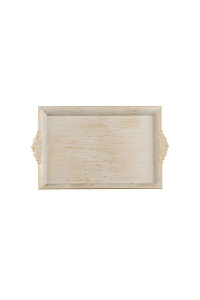 Jumbo Platou Decorativ Dreptunghiular din Plastic Bej Auriu Brushed 40.5x26x2...