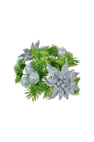 Jumbo Inel Decorativ pentru Lumanare Bile Asimetrice de Craciun 16cm