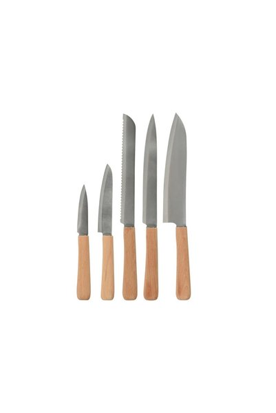 Excellent Houseware Σετ μαχαιριών 5 τεμαχίων από ανοξείδωτο ατσάλι με ξύλινη ...
