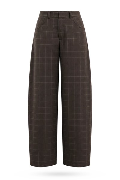 5in1Canpolat Brown Plaid Pattern Barrel Trousers 19241
