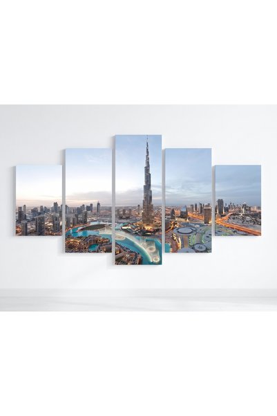 HOME MODE Burj Khalifa Dubai Skyline Canvas Wall Art – Premium Gallery Wrappe...