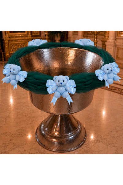 LoreBebe Decor pentru cristelnita de botez LORE BEBE, tulle verde, aranjament...