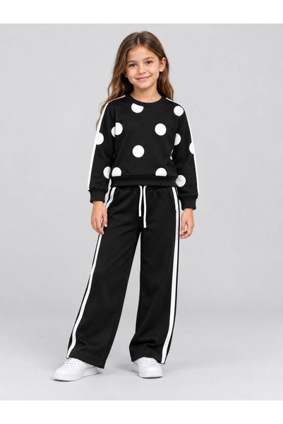 BY WORRN Girl's Modal Fabric Tracksuit Set with Cowl Neck and Wide-Legged Pants