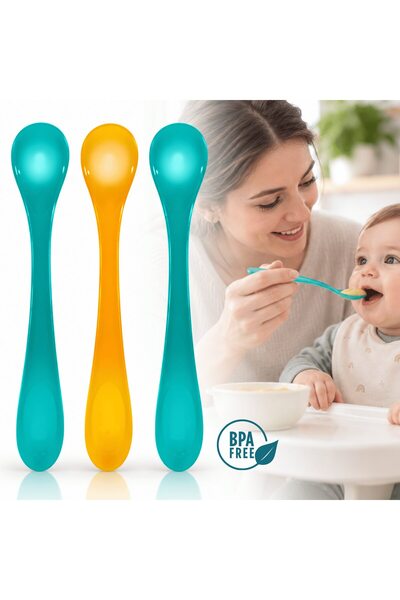 PUR Brand Σετ 3 τεμαχίων PUR ®   Κουτάλια με μακριά λαβή 3m+, Τιρκουάζ & Κίτρ...