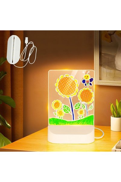 JOYZZZ لوحة ملاحظات LED ملونة، سطح رسائل أكريليك LED مقاس 17×11×8 سم مع 7 أقل...