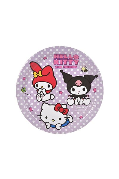 SANRIO Farfurii de Petrecere din Carton Lila cu Model Buline Hello Kitty & Fr...