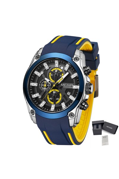 Choice Blue MEGIR Chronograph Luxury Sport Watch for Men Silicone Waterproof ...