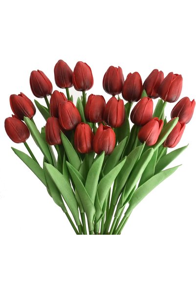 Generic 20pcs Artificial Tulips Flowers Fake Faux PU Tulip Bouquet Real Touch...