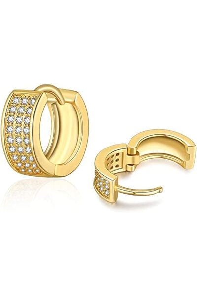 Generic أقراط دائرية للنساء، أقراط مطلية بالذهب عيار 18 قيراطًا للنساء، أقراط...