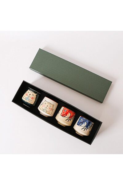 Generic Espresso Coffee Cup Handmade 4 pcs Tea Cup Set Multicolour Gift Box 2...