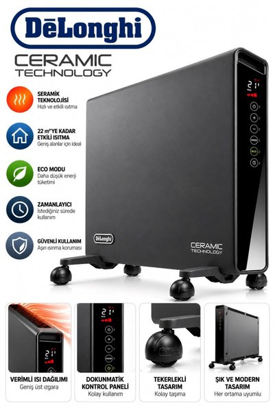 DELONGHİ Dijital Elektrikli Isıtıcı Sessiz Çalışan Termostatlı Ev ve Oda Isıt...