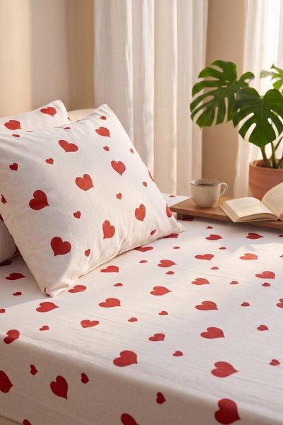 CARYUM Double Cotton Elastic Sheet Set |   With 2 Pillowcases |   Non-Slip Corner Elastic, Soft Textured