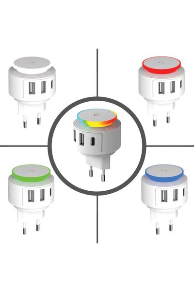 OEM Incarcator cu 2 Porturi USB & Type C si Lampa i-JMB