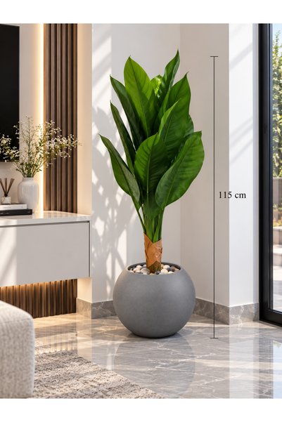CENTRHOME Decorative Plant with Green Leaves, 115 cm Long, with a Cork Base.