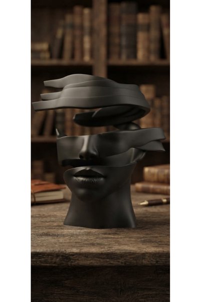 Genel Markalar Modern Dekoratif Kadın Biblo 18 cm 3D Siyah