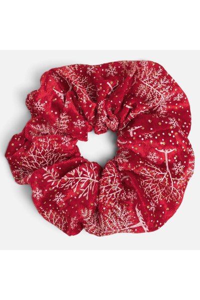 OEM Elastic de Par Catifelat de Craciun Rosu cu Brazi Albi