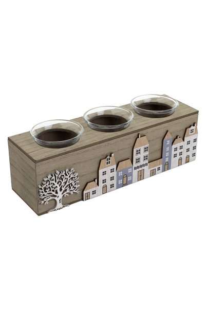 OEM Suport din Lemn cu Model pentru Lumanari tip Pastila 24x7x8cm