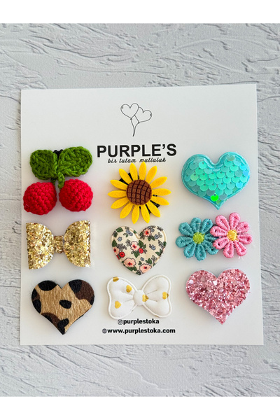 PURPLE'S BİR TUTAM MUTLULUK Set of 9 Baby Hair Clips for Babies with Less Hai...