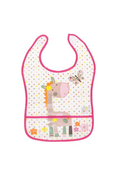 OEM Baveta cu Buzunar Colector Transparenta Girafa Buline Roz 28x45cm