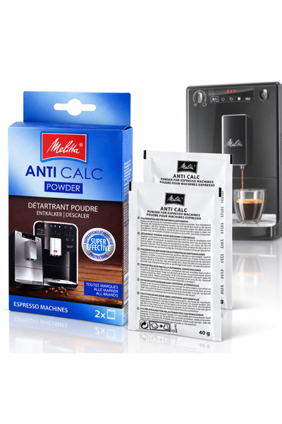 melitta Anti Calc Powder Original Espresso Descaler, 2 x 40 g, Anti-Limescale...