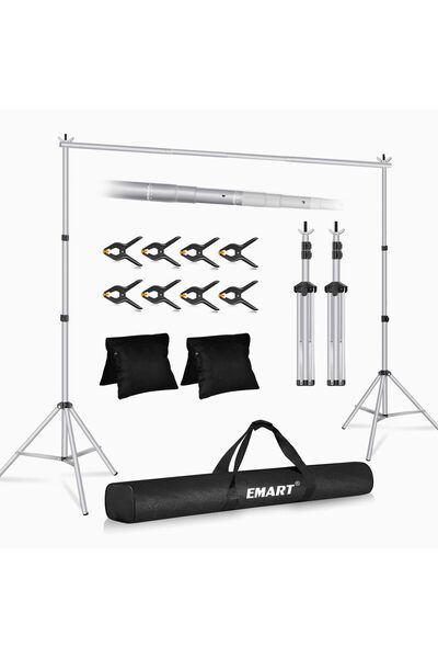 Emart حامل خلفية للتصوير الفوتوغرافي مقاس 10×8.5 قدم، فضي اللون