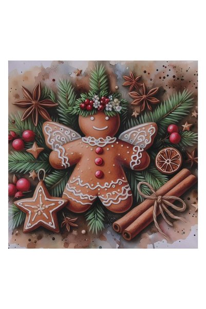 OEM Christmas Square Plastic Decorative Plate Gingerbread Man Angel 30x30cm
