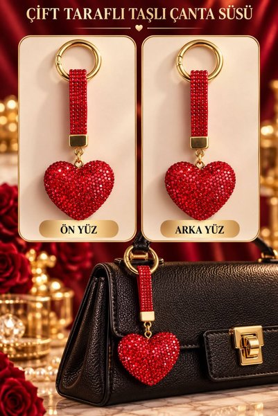 luvroshe 3D Full Filled Big Heart Glittery Figured Bag Charm / Accessory / Or...