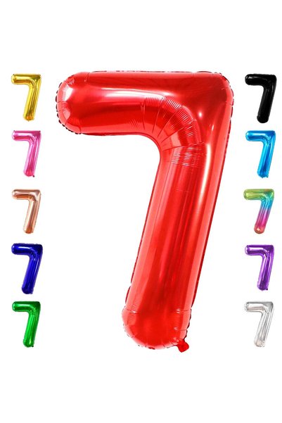 Generic كاتش أون، بالون رقم 7 أحمر عملاق - 40 بوصة |   بالون عيد الميلاد السا...