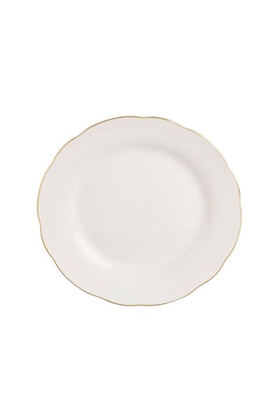OEM Farfurie din Portelan Bej pentru Fructe Off White "Wavy Gold Metallic" Ø19cm
