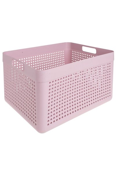 OEM Cos de Depozitare din Plastic Roz Perforat cu Manere 14L