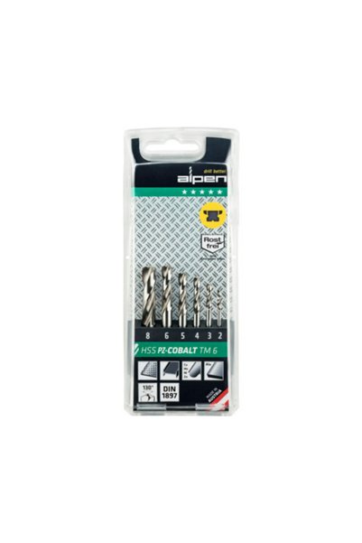OEM Τρυπάνια μετάλλου HSS-Cobalt Alpen Ø2-8 mm, σετ 6 τεμαχίων
