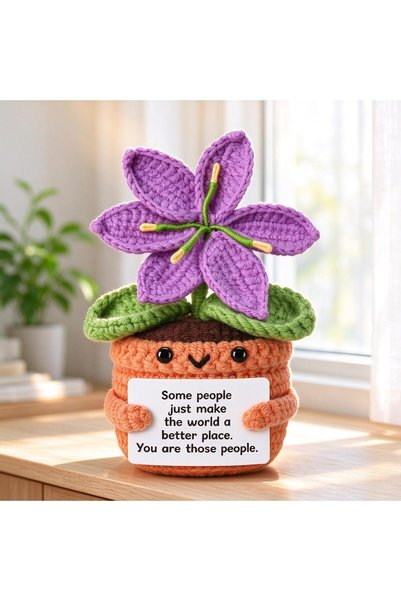 Generic Positive Crochet Doll,Emotional Support Knitted Plush Purple Lily Flo...