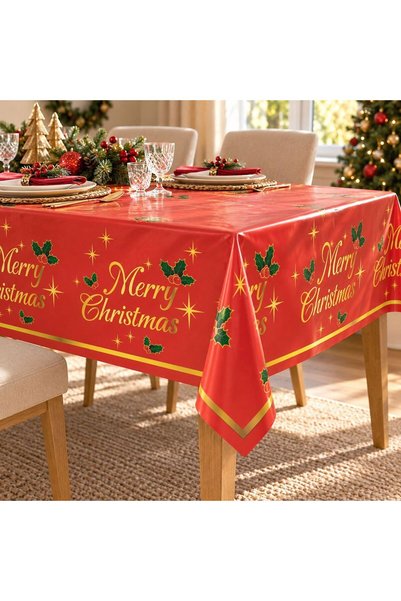 OEM Fata de Masa din Plastic Rosie Merry Christmas 180x120cm