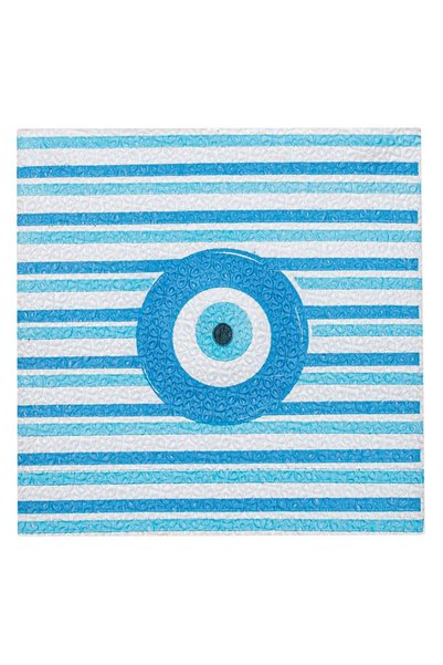 OEM Servetele de Masa cu 1 Strat Albe cu Dungi Bleu & Ochi 28x28cm - 50buc