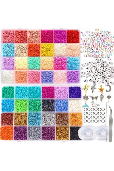 Generic Glass Seed Beads for Jewelry Making Supplies Kit, Small Bead Craft Se...