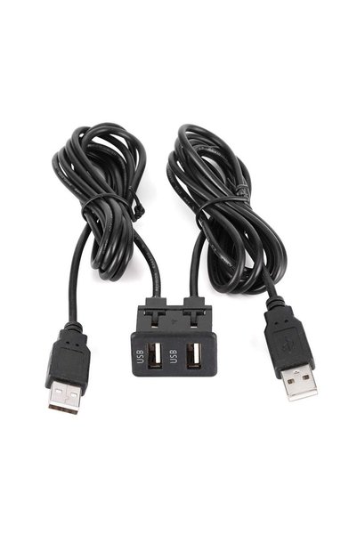 Haofy محول سيارة مزدوج المنفذ للوحة القيادة مع كابل USB A إلى USB A بطول 1.5 ...