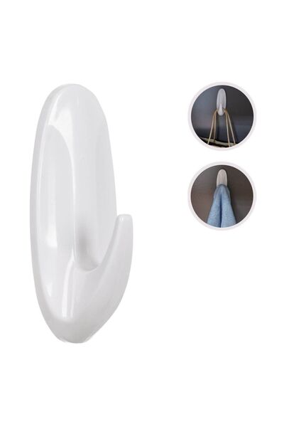 OEM Carlige Autocolante Ovale Albe 3x8cm - 2buc