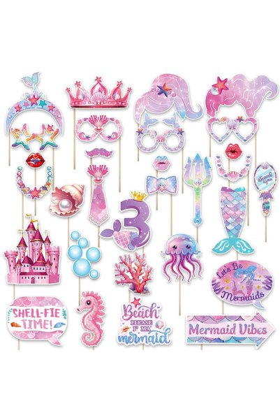 TERRIFI Mermaid Photo Booth Props Set, Under the Sea Themed Party Decor, Cute...