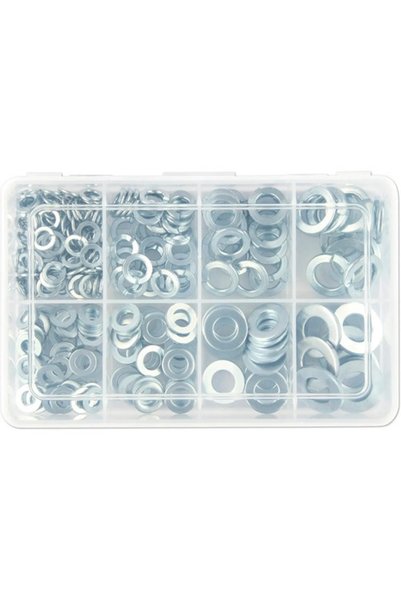 OEM Grower spring washer set & flat washers made of galvanized steel, 250 pieces