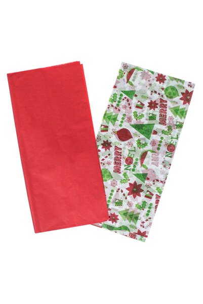 OEM Hartie pentru Ambalaj Rosie & Alba cu Modele de Craciun 70x50cm - 4buc